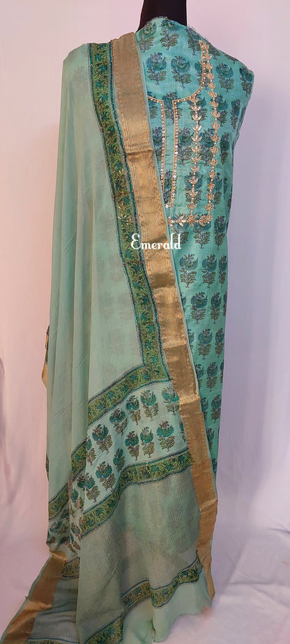 Tussar Silk Unstitched Kurta Set