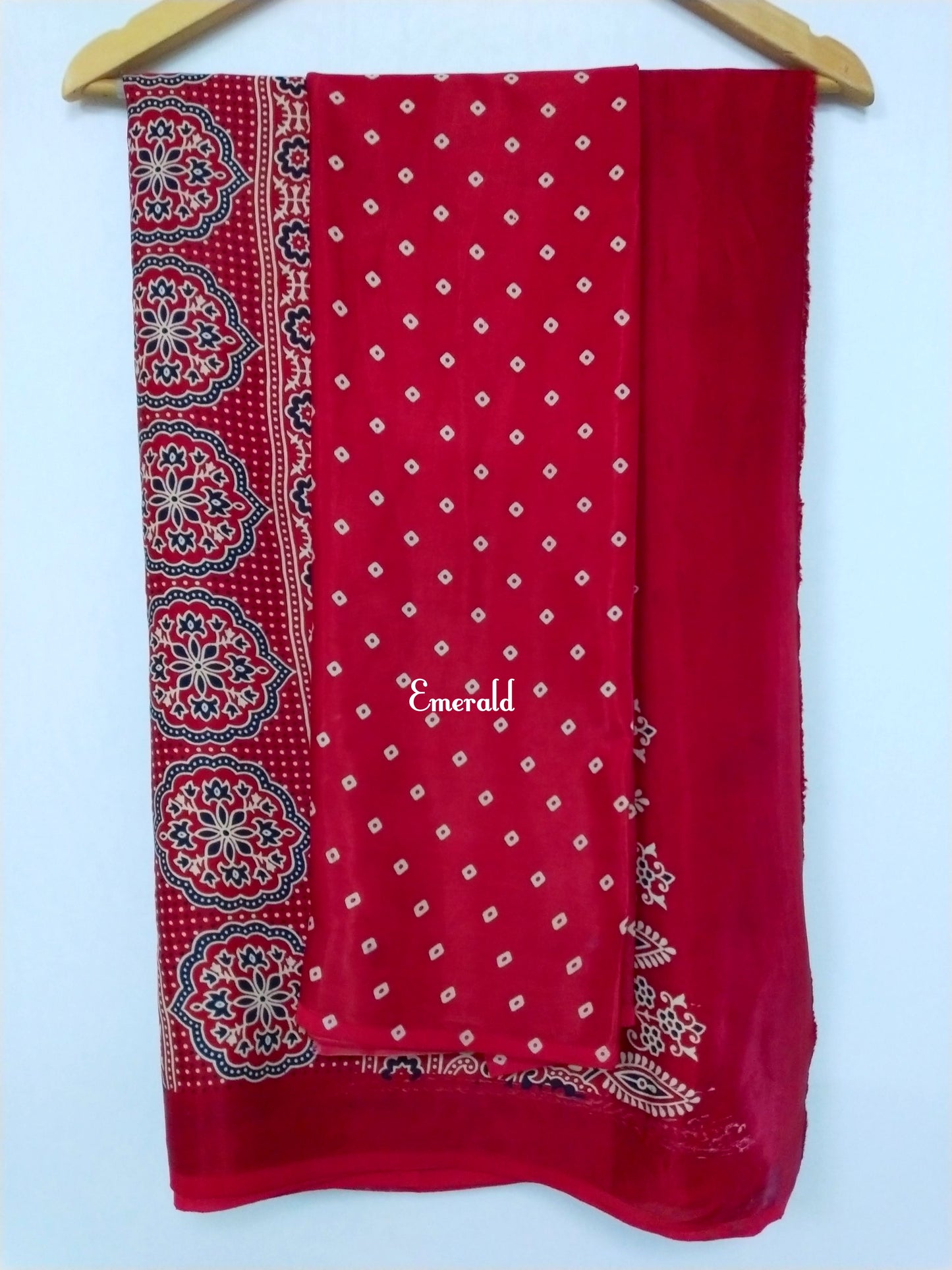 Modal Silk Leheriya Ajrakh Saree