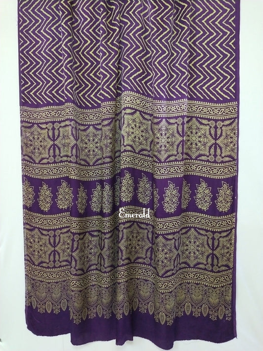 Modal Silk Leheriya Ajrakh Saree