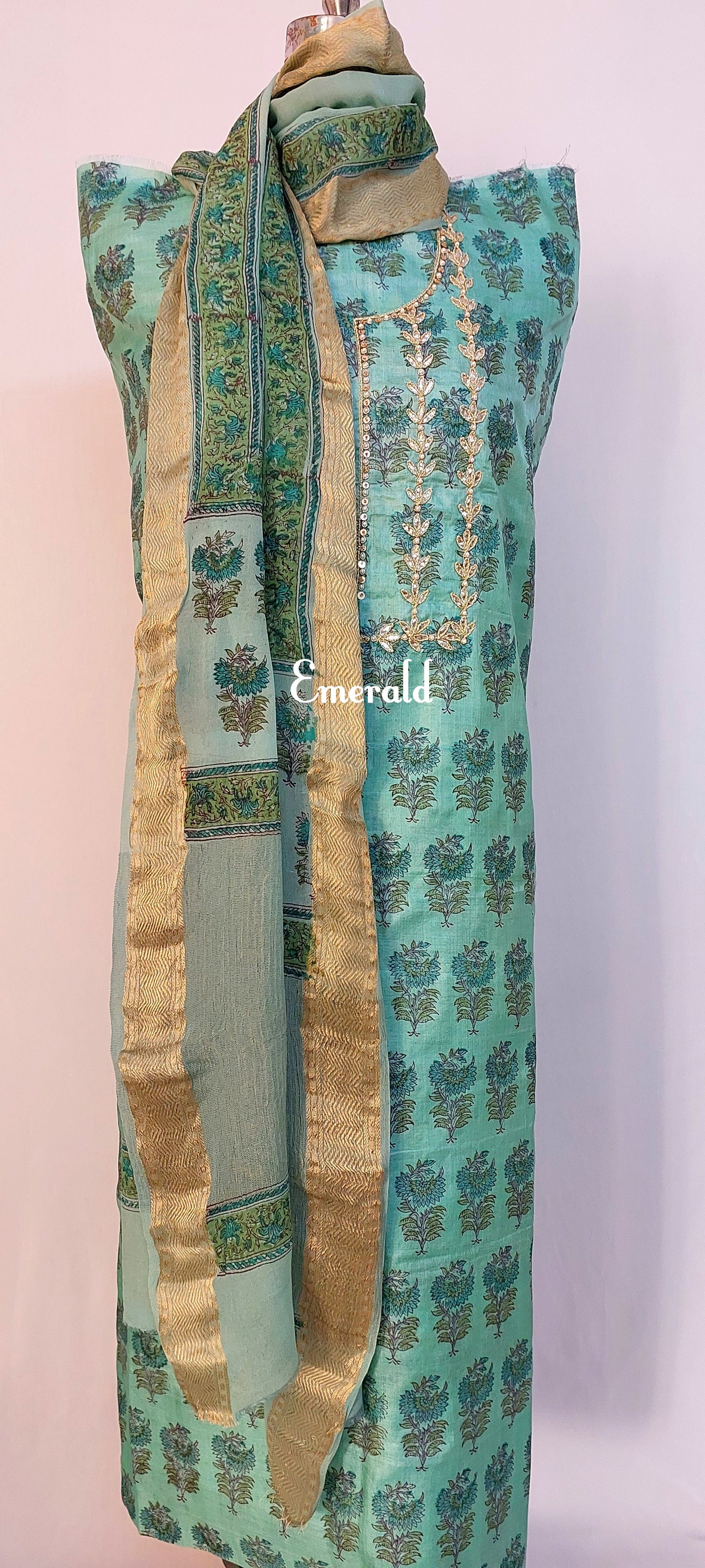 Tussar Silk Unstitched Kurta Set