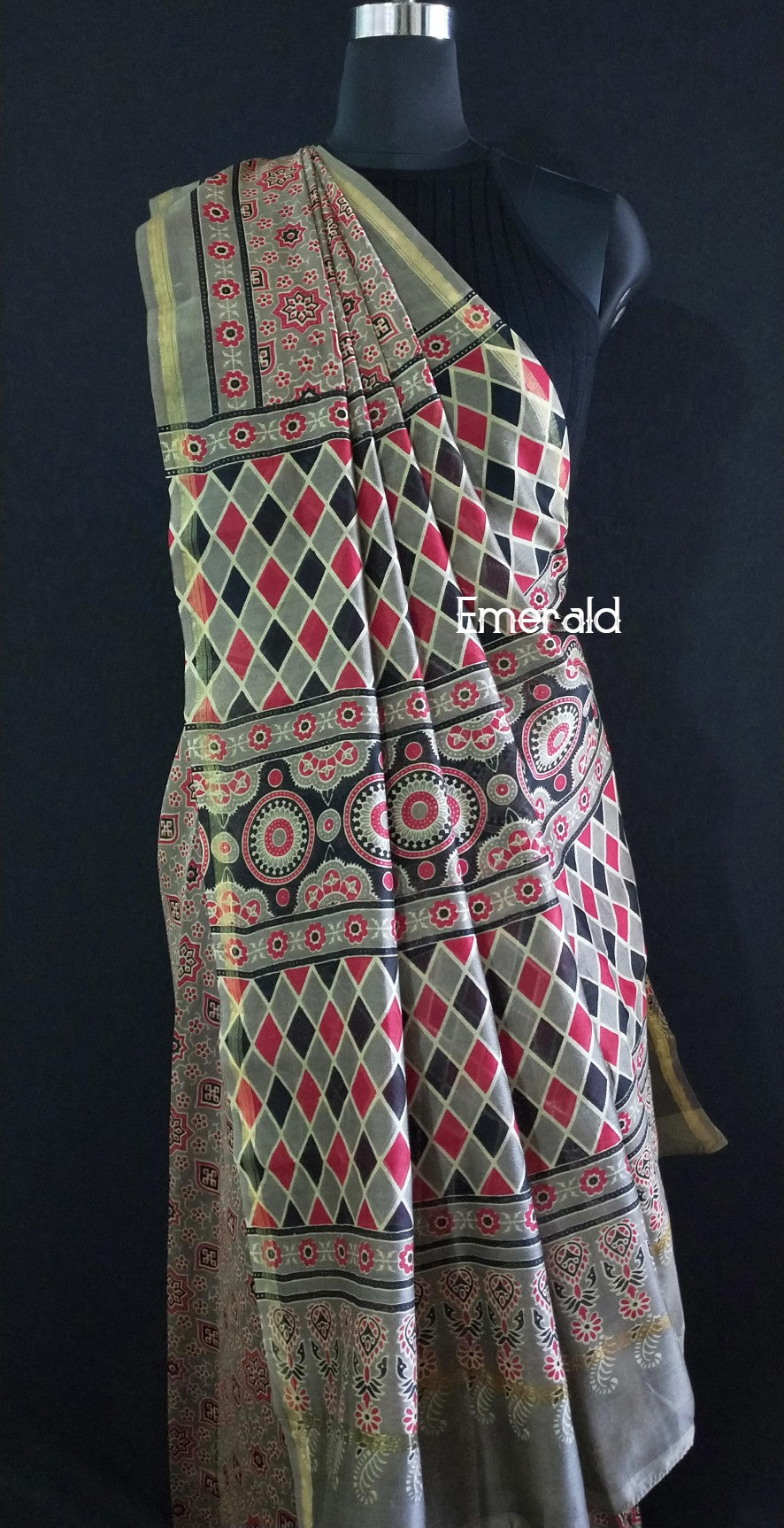 Chanderi Ajrakh Saree