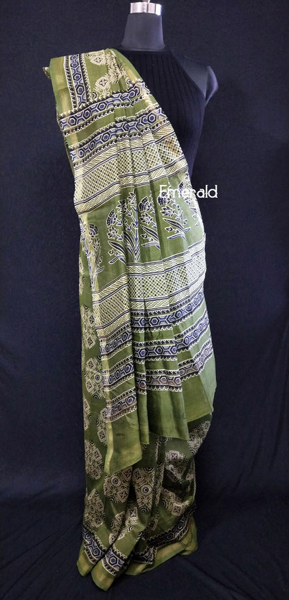 Chanderi Ajrakh Saree