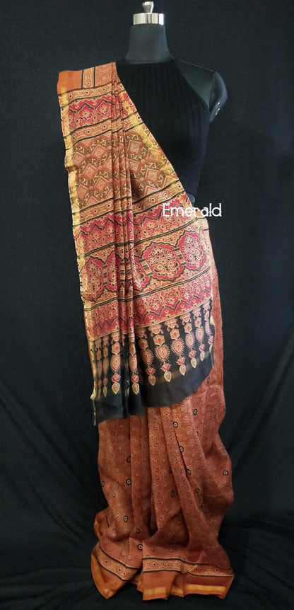 Chanderi Ajrakh Saree