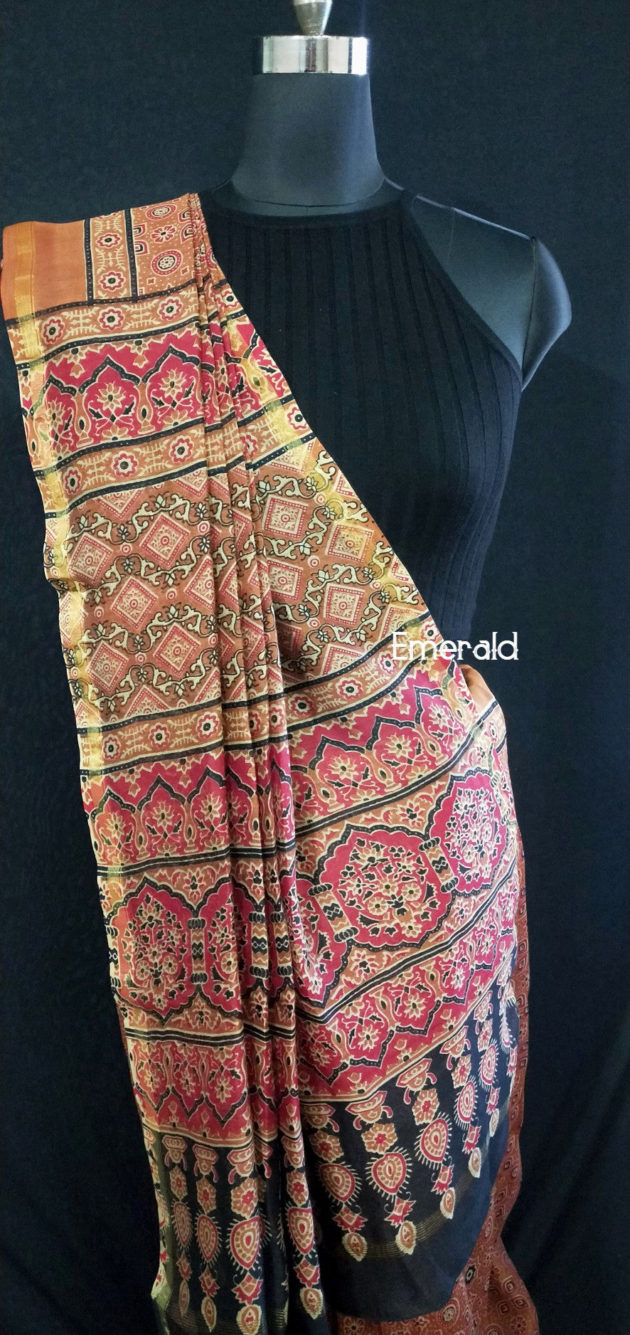 Chanderi Ajrakh Saree