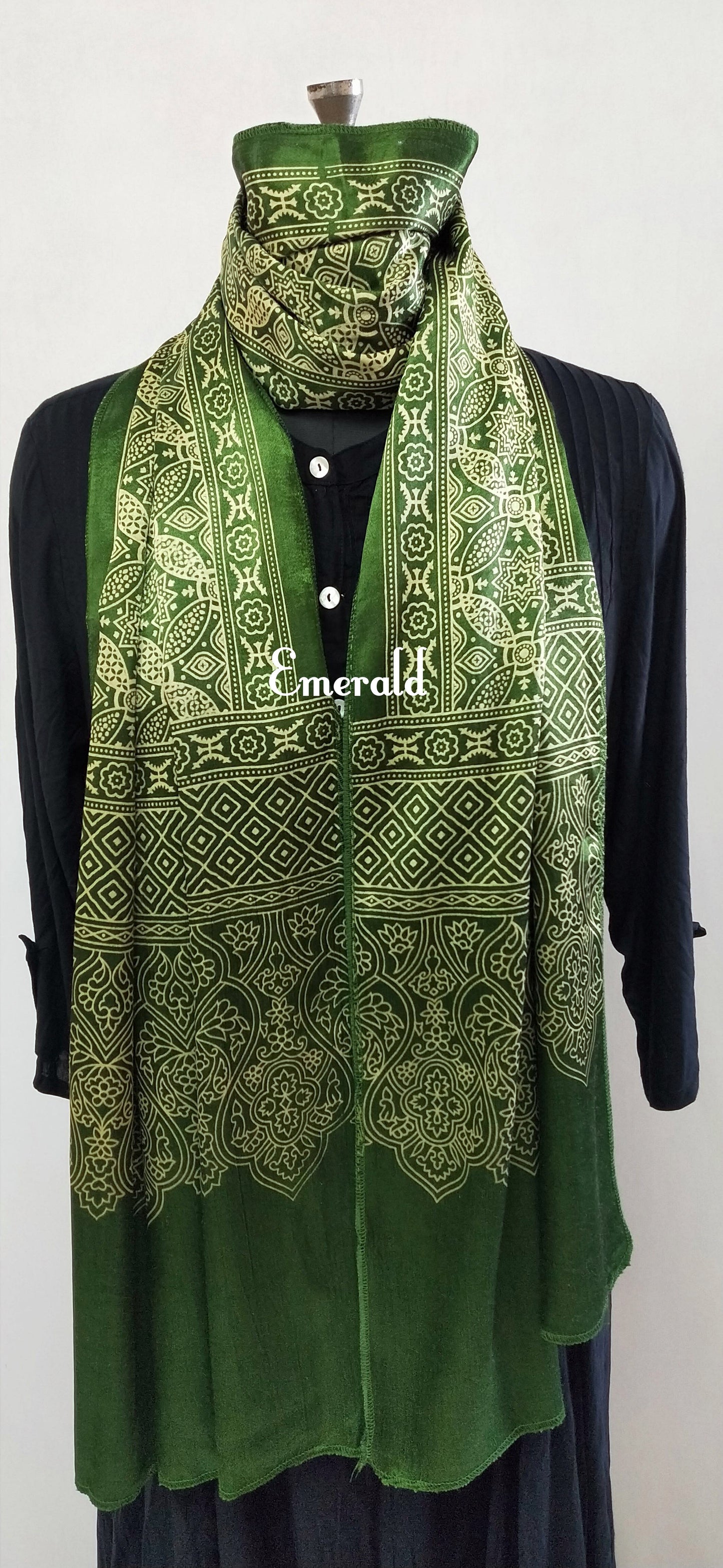 Mashru Silk Ajrakh Stole