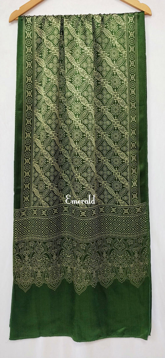 Mashru Silk Ajrakh Stole