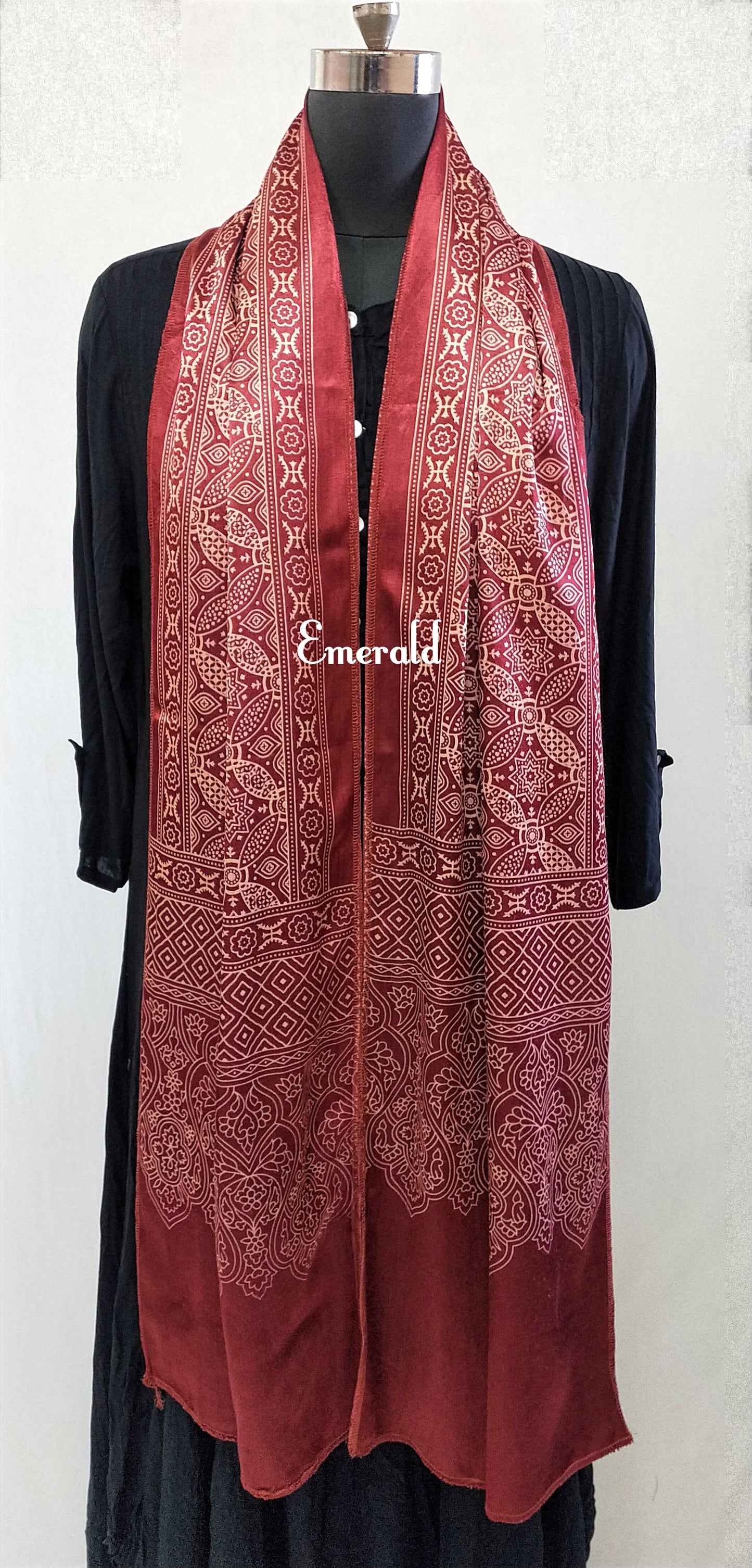 Mashru Silk Ajrakh Stole