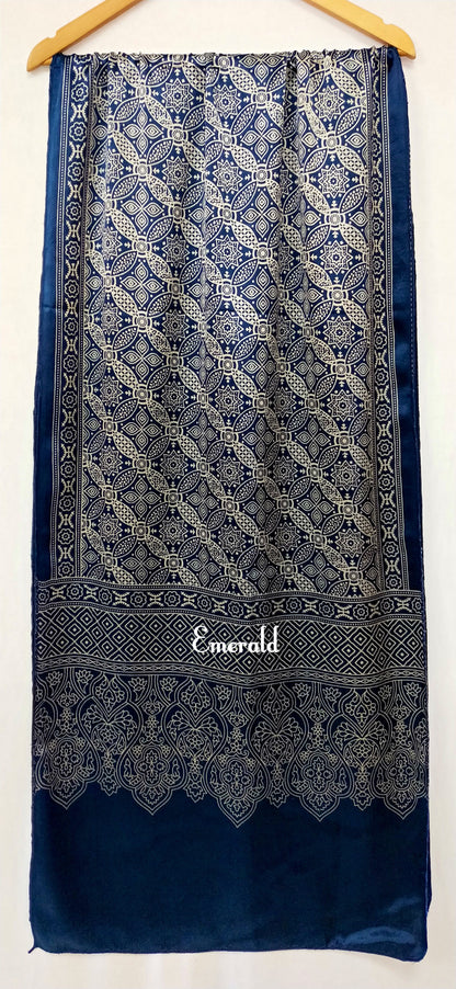 Mashru Silk Ajrakh Stole