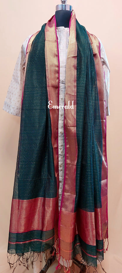 Maheshwari Cotton Silk Check Dupatta