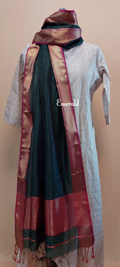 Maheshwari Cotton Silk Check Dupatta