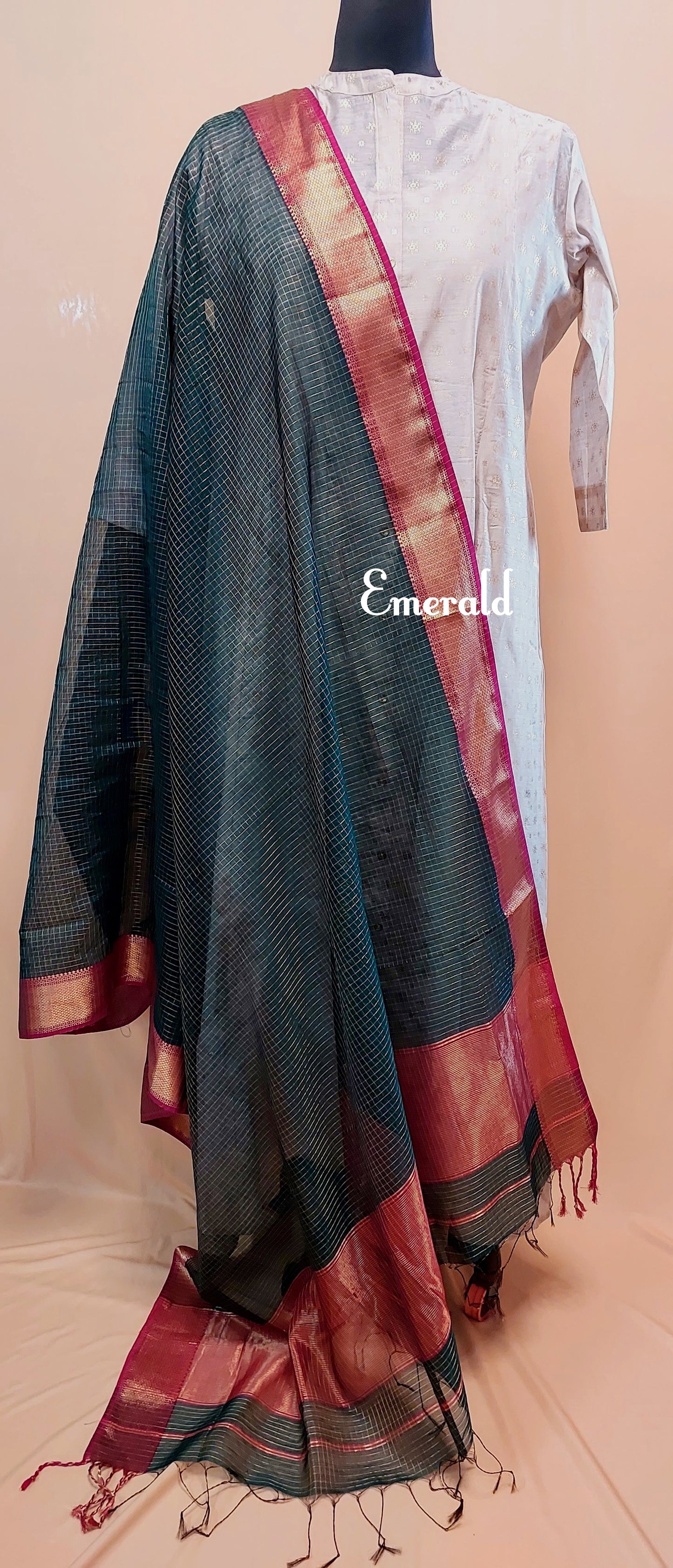 Maheshwari Cotton Silk Check Dupatta