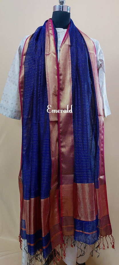 Maheshwari Cotton Silk Check Dupatta