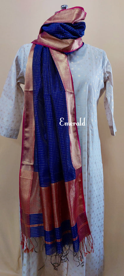 Maheshwari Cotton Silk Check Dupatta