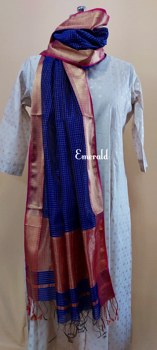 Maheshwari Cotton Silk Check Dupatta