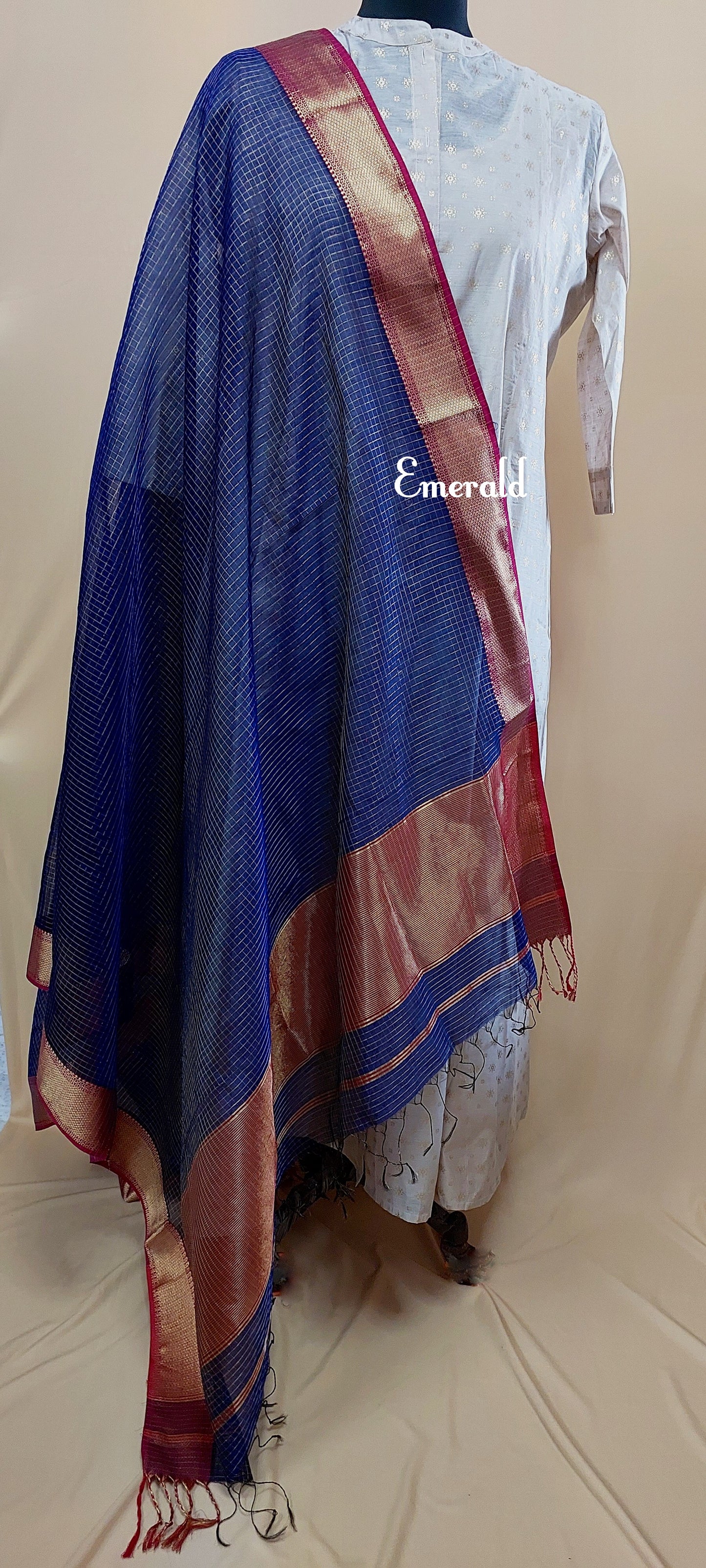 Maheshwari Cotton Silk Check Dupatta