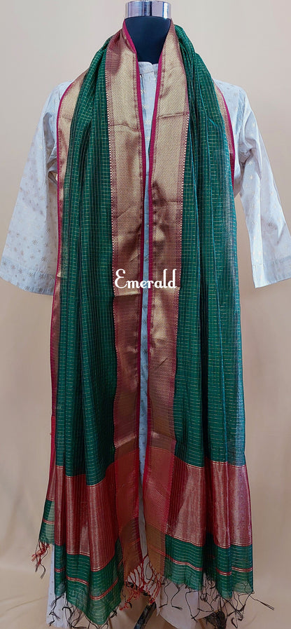 Maheshwari Cotton Silk Check Dupatta