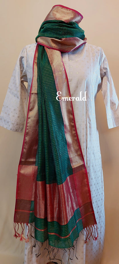 Maheshwari Cotton Silk Check Dupatta