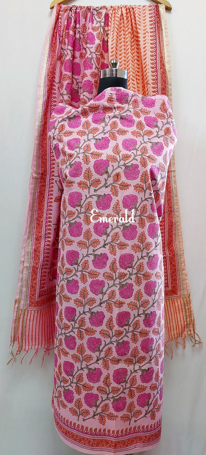 Unstiched Cotton Chanderi Kurta Set