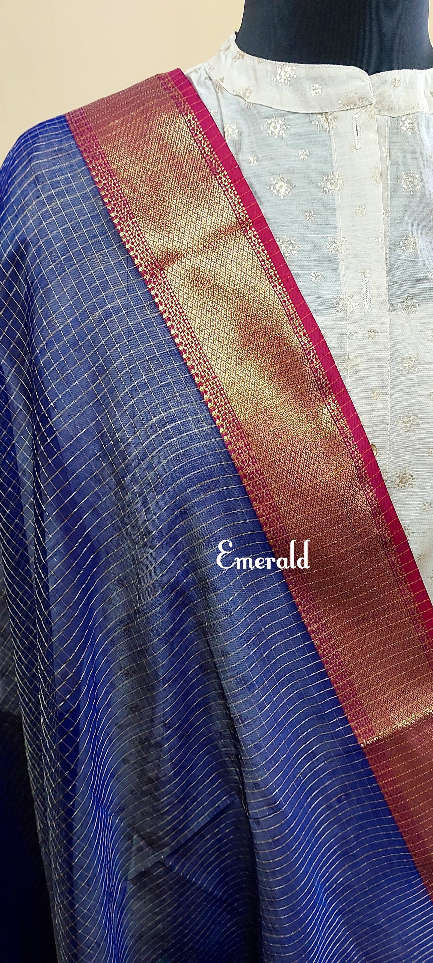 Maheshwari Cotton Silk Check Dupatta