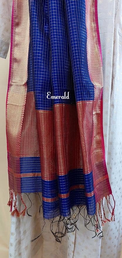 Maheshwari Cotton Silk Check Dupatta