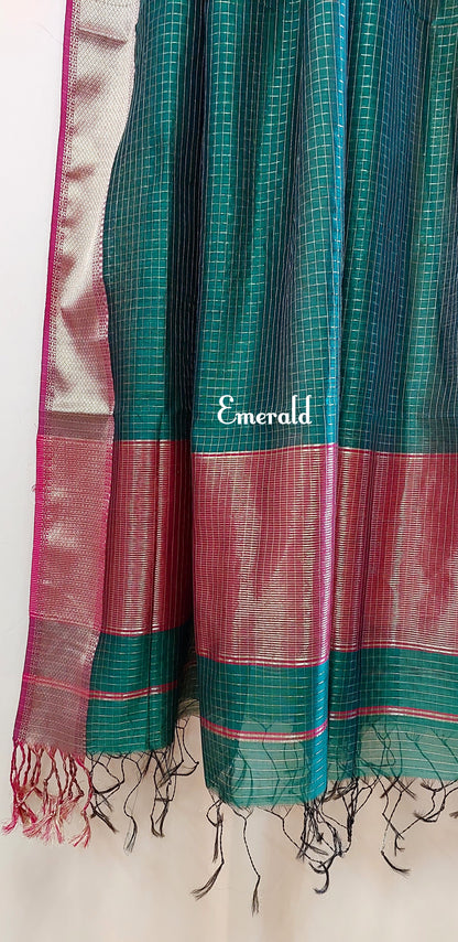 Maheshwari Cotton Silk Check Dupatta