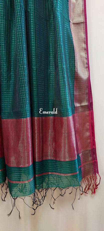 Maheshwari Cotton Silk Check Dupatta