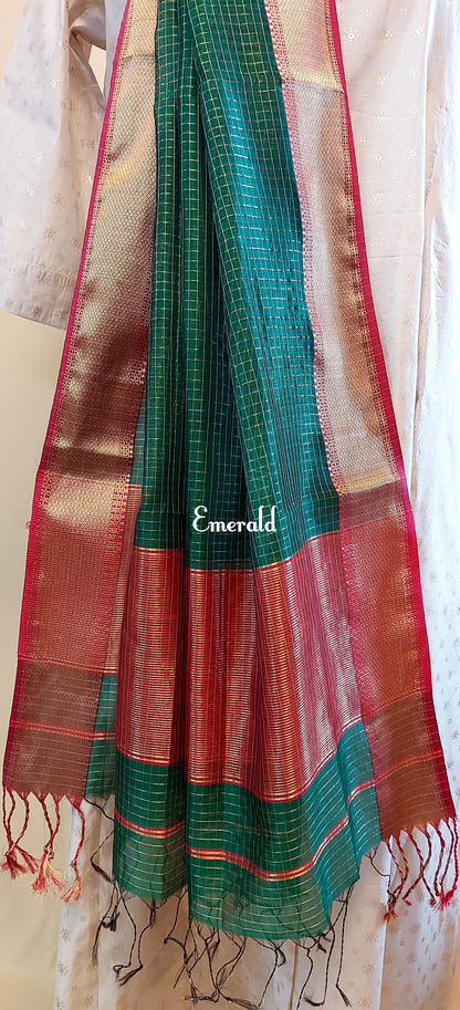 Maheshwari Cotton Silk Check Dupatta