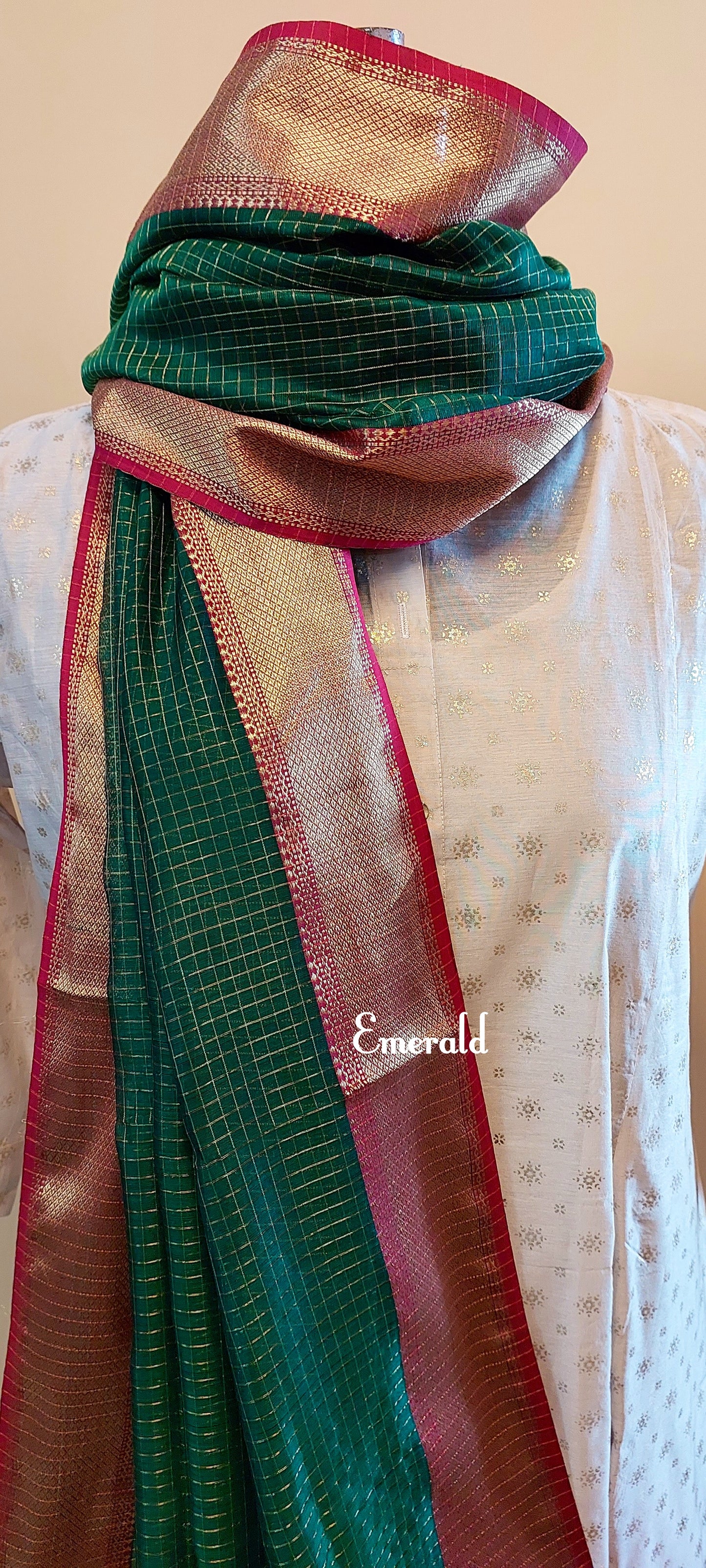 Maheshwari Cotton Silk Check Dupatta