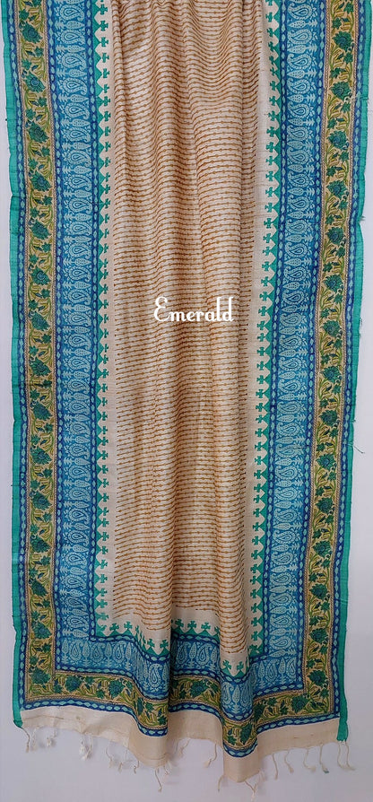 Tussar Silk Unstitched Kurta Set