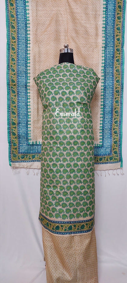 Tussar Silk Unstitched Kurta Set