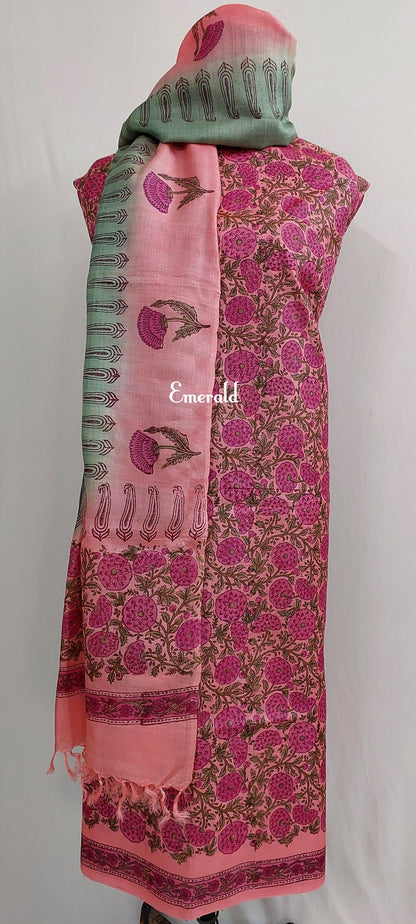 Tussar Silk Unstitched Kurta Set