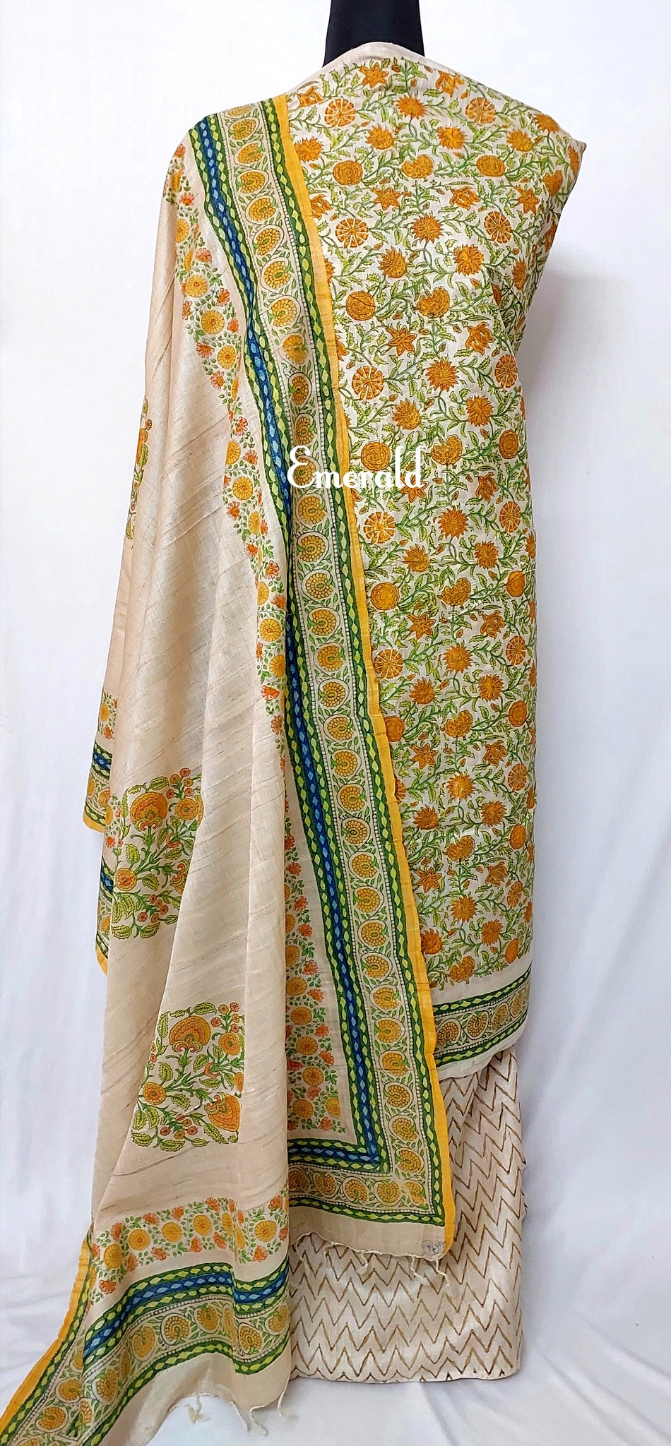 Tussar Silk Unstitched Kurta Set