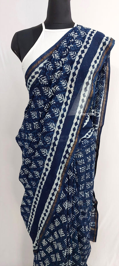 Chanderi Indigo Saree