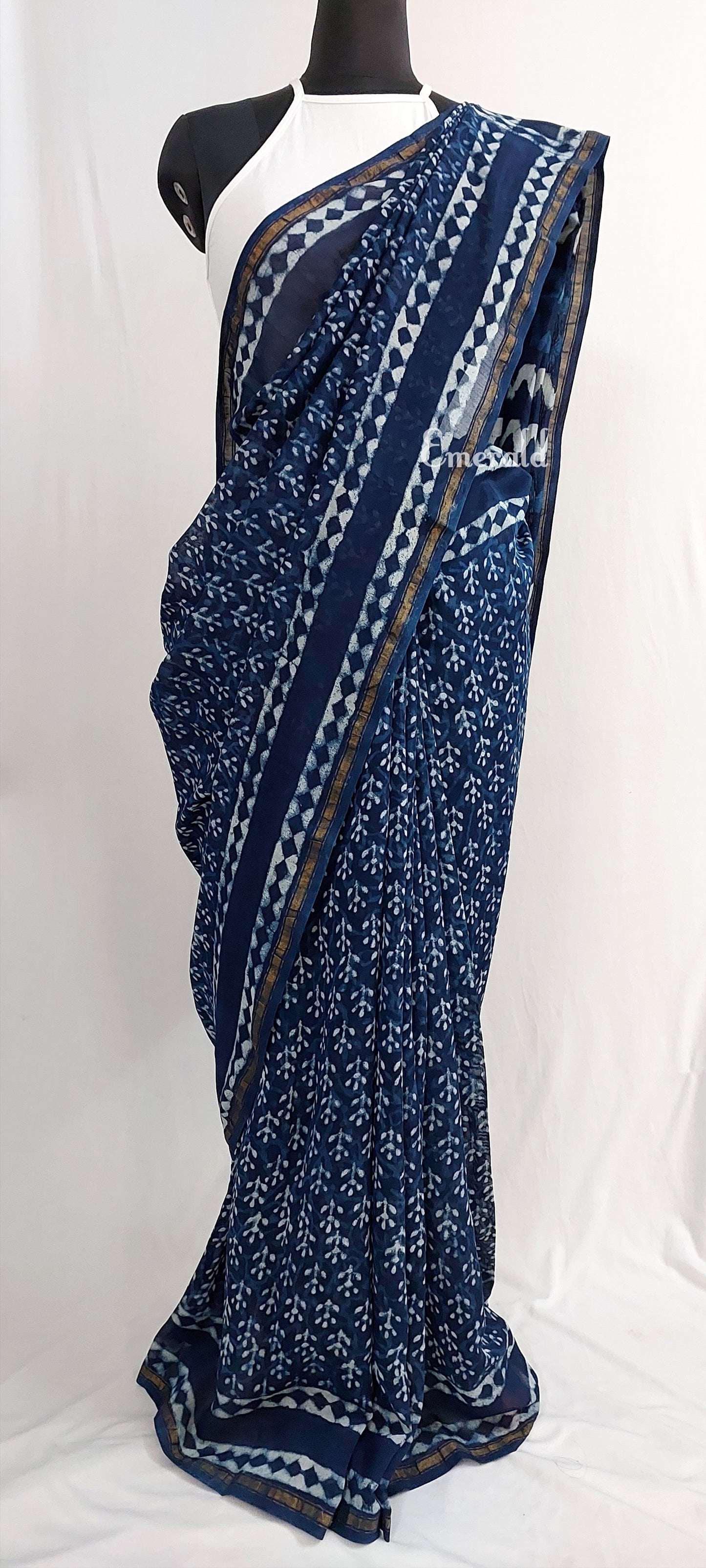 Chanderi Indigo Saree