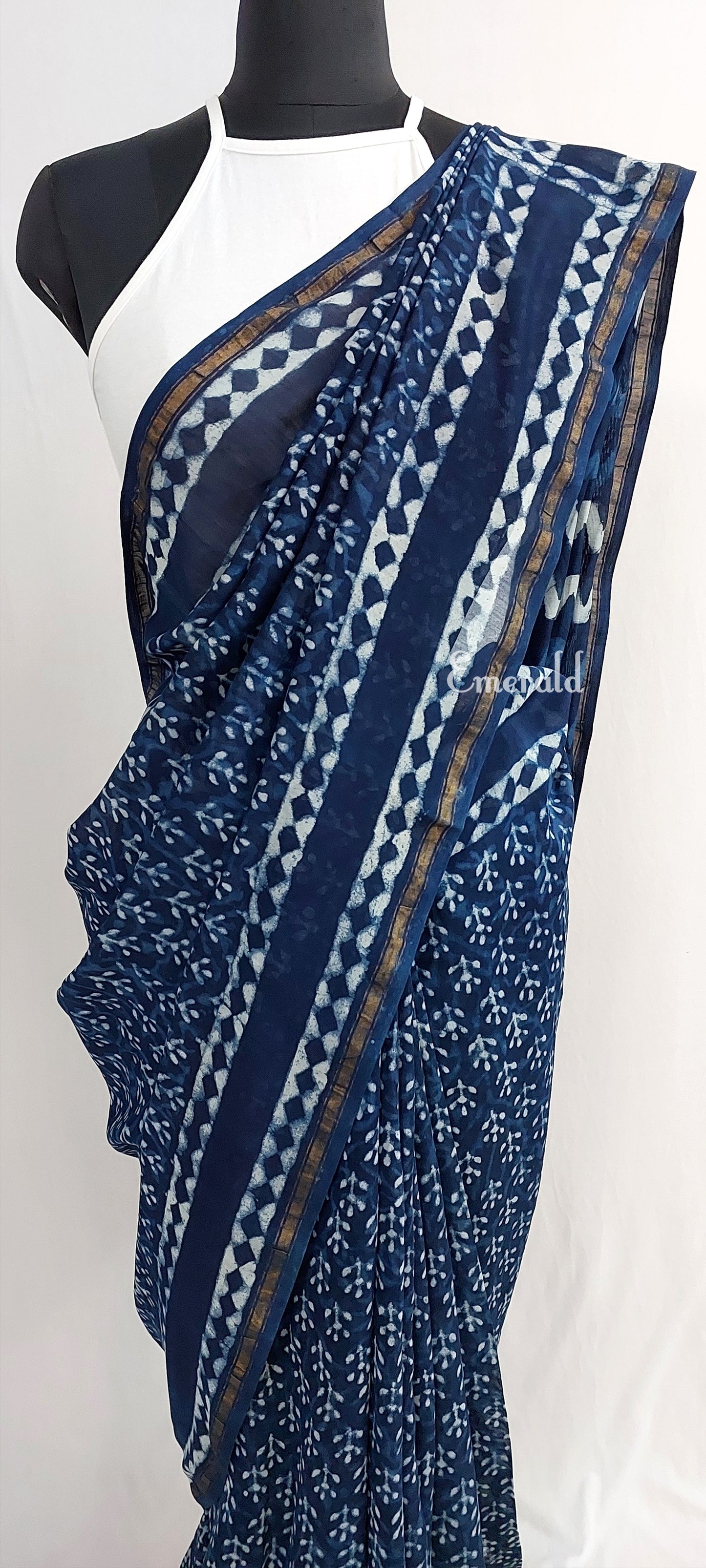 Chanderi Indigo Saree