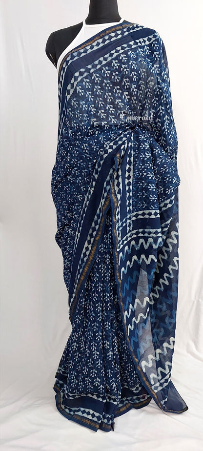 Chanderi Indigo Saree