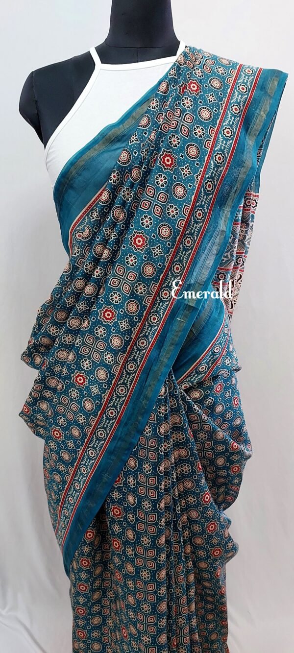 Chanderi Ajrakh Saree - Image 3