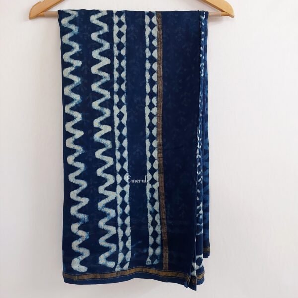 Chanderi Indigo Saree - Image 5