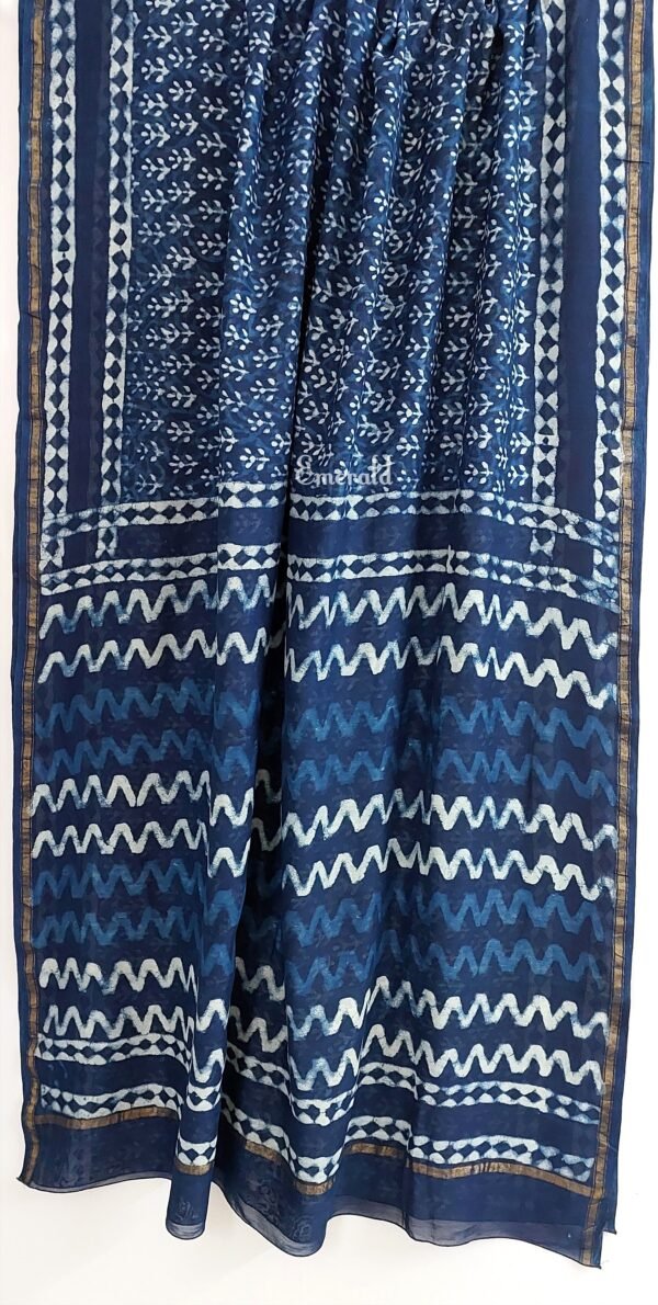 Chanderi Indigo Saree - Image 4