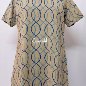 A handwoven, handprinted khaadi cotton dress for the summers! Fully lined and A- line. Two patch pockets in the front. There's enough margin on the sides to increase the size. Dress details: Length- 36in Shoulders- 15in Sleeve length- 9.5in Chest- 44in Waist- 44in Hips-54in Wash Care- Dry Clean Only.