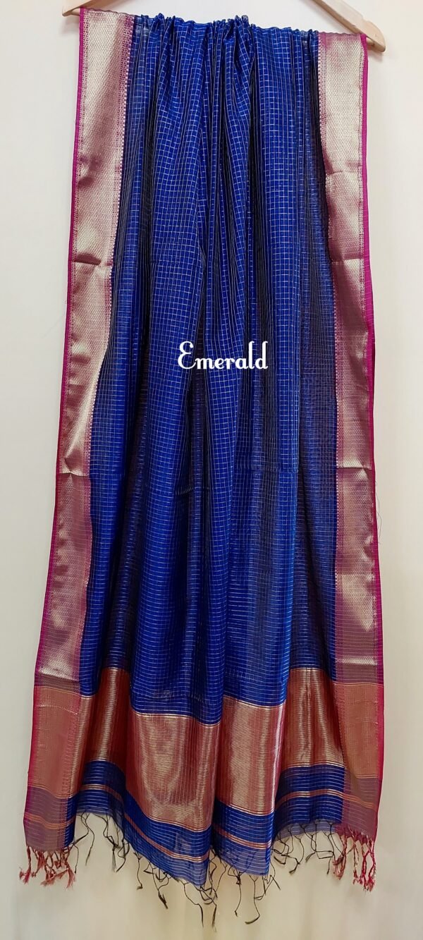 Maheshwari Cotton Silk Check Dupatta - Image 6