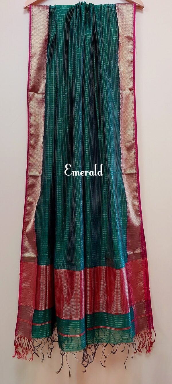 Maheshwari Cotton Silk Check Dupatta - Image 6