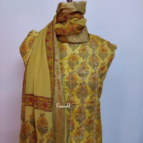 Tussar Silk Unstitched Kurta Set - Image 2