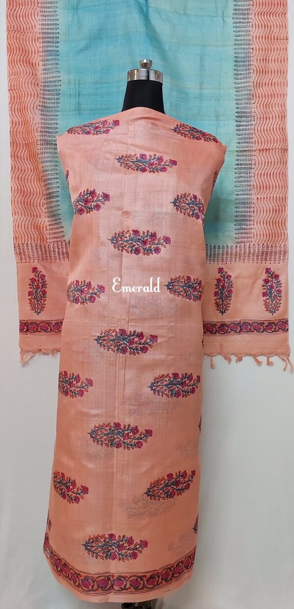 Tussar Silk Unstitched Kurta Set - Image 2