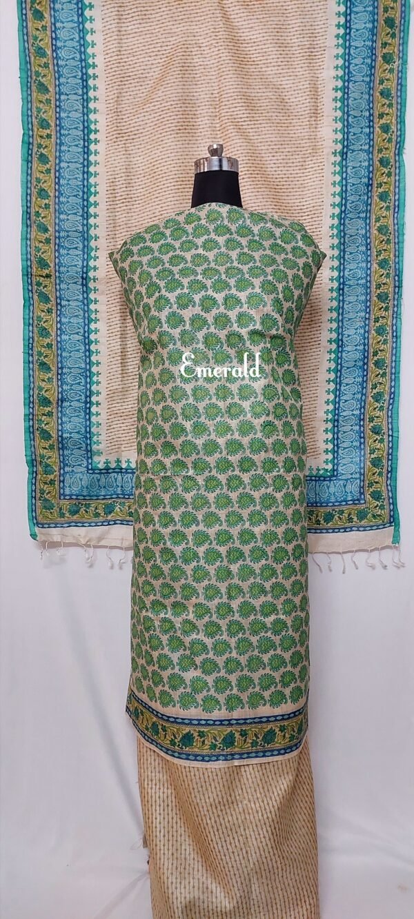 Tussar Silk Unstitched Kurta Set - Image 2