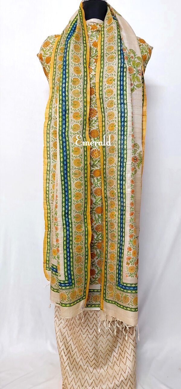 Tussar Silk Unstitched Kurta Set - Image 2