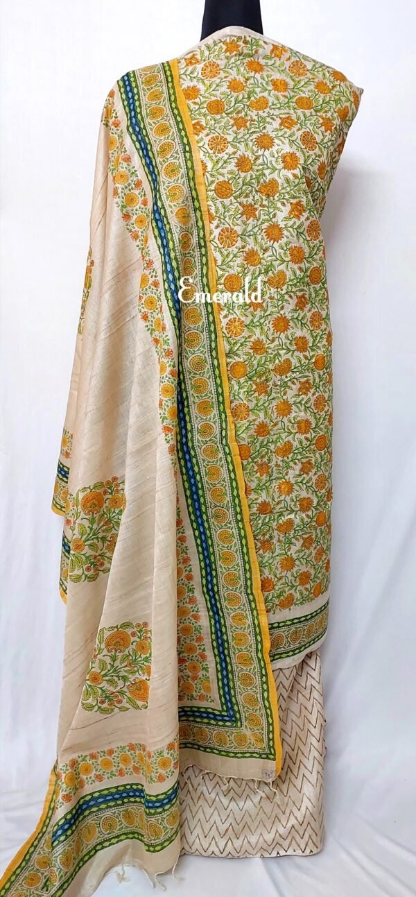 Tussar Silk Unstitched Kurta Set - Image 3