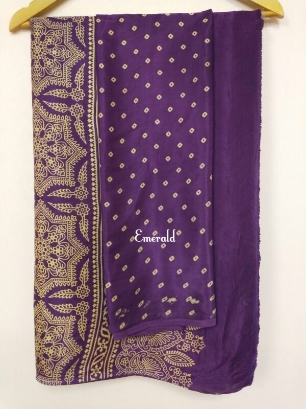 Modal Silk Leheriya Ajrakh Saree - Image 6