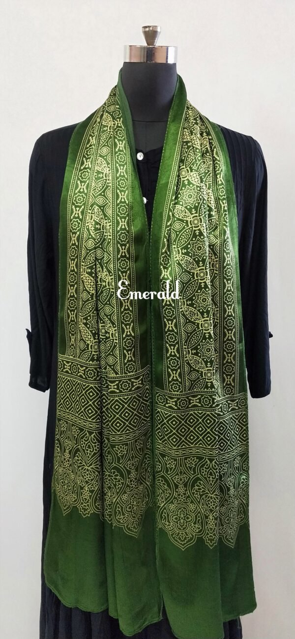 Mashru Silk Ajrakh Stole - Image 4