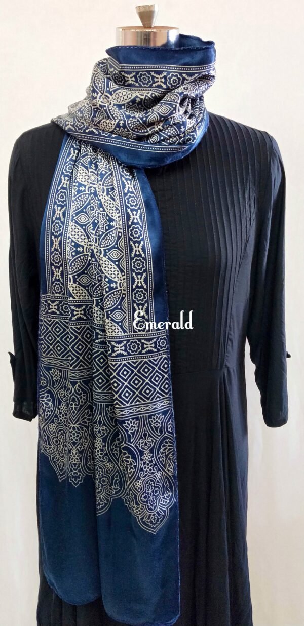 Mashru Silk Ajrakh Stole - Image 2